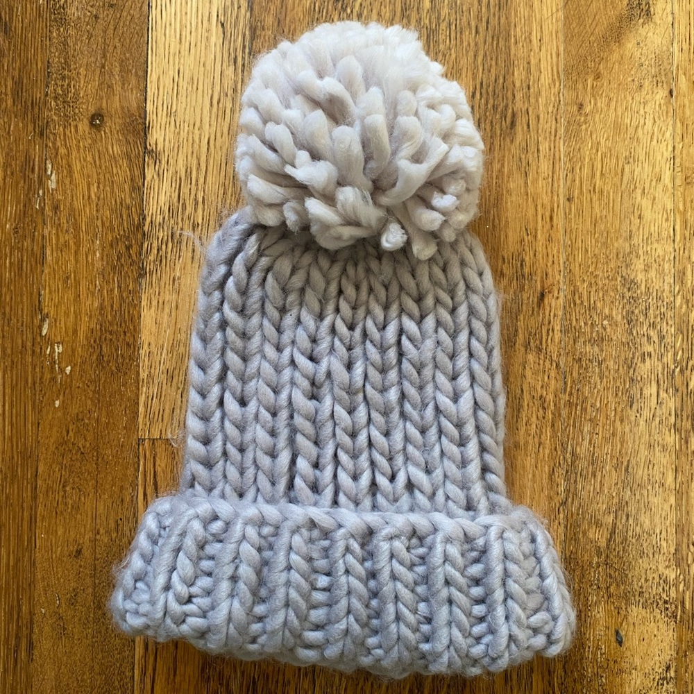 Grey Knit Pom Beanie